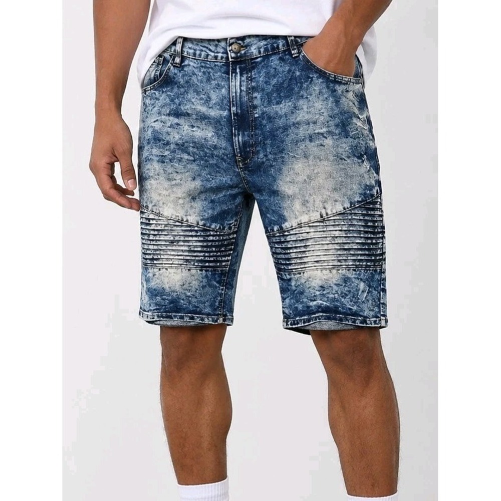 SouthPole Denim Shorts Mens 48 Blue Stretch Moto Grunge Distressed Skater Y2K